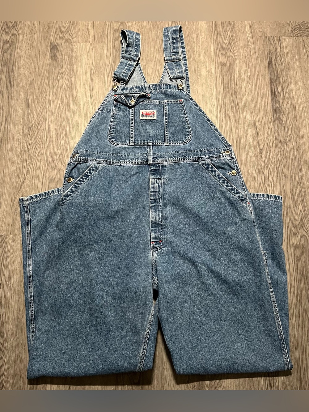 90s IKEDA vintage Genuine Classic blue denim jean made in Canada overalls XL